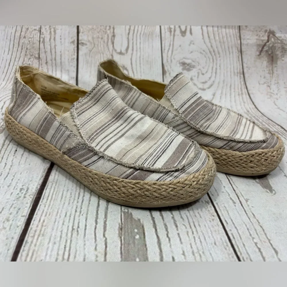 Espirit Women's Noella Espadrille Slip On Taupe Canvas Flats Size 6.5